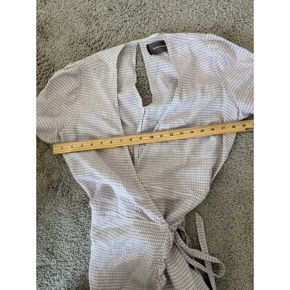 Reformation‎ Women’s Linen Gingham Sally Wrap Dress Sz L - Picture 8 of 8